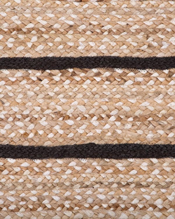 Gulvtæppe Beige Sorte Jute Bomuld 140 x 200 cm Dekorativ Fladvævet Løs Flet Jutetæppe til Sofa Bæredygtig Natur Boho Soveværelse Tilbehør