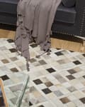 Miniatyrbillede 2 af 6: Flerfarvet Læder Tæppe 140 x 200 cm Patchwork Rustik Moderne Stil