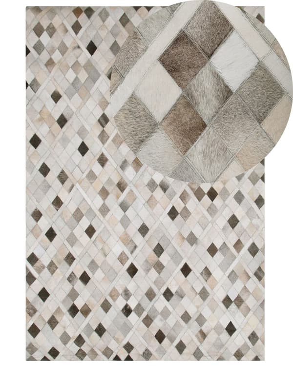 Flerfarvet Læder Tæppe 140 x 200 cm Patchwork Rustik Moderne Stil