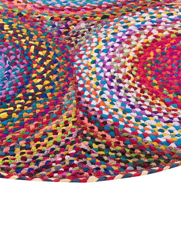 Flerfarvet Regnbuetæppe Bomuld ø 140 cm rund Løber i Boho Stil