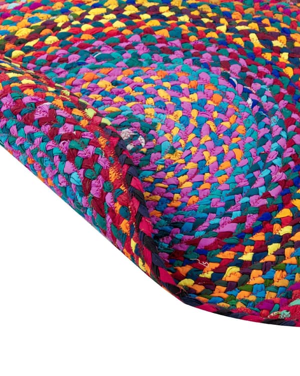 Flerfarvet Regnbuetæppe Bomuld ø 140 cm rund Løber i Boho Stil