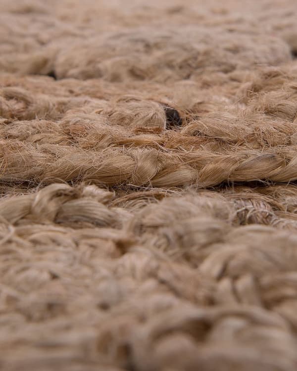 Gulvtæppe Beige Jute ø 120 cm Rund Rustik Løs Rug Blomstret Fladvævet Mønster Stue Indretning Entré Design Natur Inspireret
