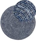 Miniatyrbillede 1 af 6: Gulvtæppe Blå Bomuld Syntetisk ø 140 cm Rund Løs Denim Patchwork Design Fladvævet til Stue Badeværelse Soveværelse Entré boho stil Vaskbart