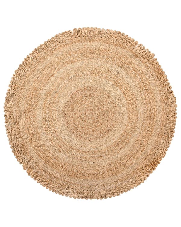 Rundt Tæppe Beige 140 cm Dekorativ Stue Soveværelse Spisestue Boho Stil