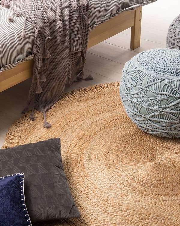 Rundt Tæppe Beige 140 cm Dekorativ Stue Soveværelse Spisestue Boho Stil