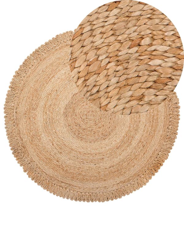 Rundt Tæppe Beige 140 cm Dekorativ Stue Soveværelse Spisestue Boho Stil