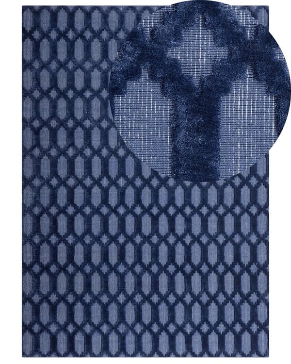 Matto laivastonsininen viskoosi 160 x 230 cm geometrinen kuvio käsintehty kudottu suorakulmio moderni tyyli