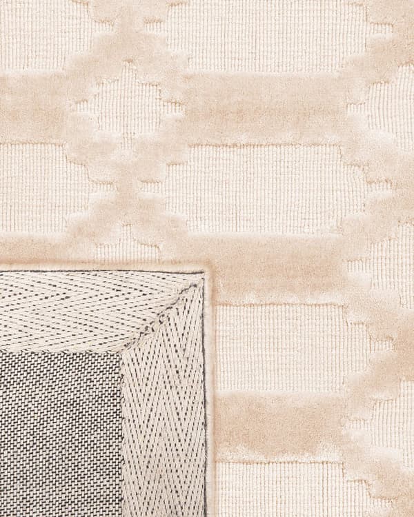 Matto beige viskoosi 140 x 200 cm geometrinen kuvio käsintehty kudottu suorakulmio moderni tyyli