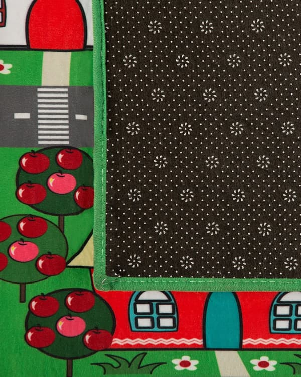 Matto vihreä polyesteri 80 x 150 cm lyhyt nukka liukumaton lasten liikennematto kaupunkimatto moderni