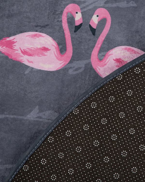 Matto harmaa polyesteri ⌀ 120 cm flamingo kuvio lasten pyöreä liukumaton lyhyt nukka moderni tyyli