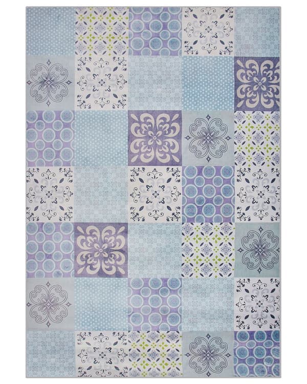 Matto monivärinen polyesteri 160 x 230 cm tilkkutäkki kuvio liukumaton lyhyt nukka suorakulmio retro moderni