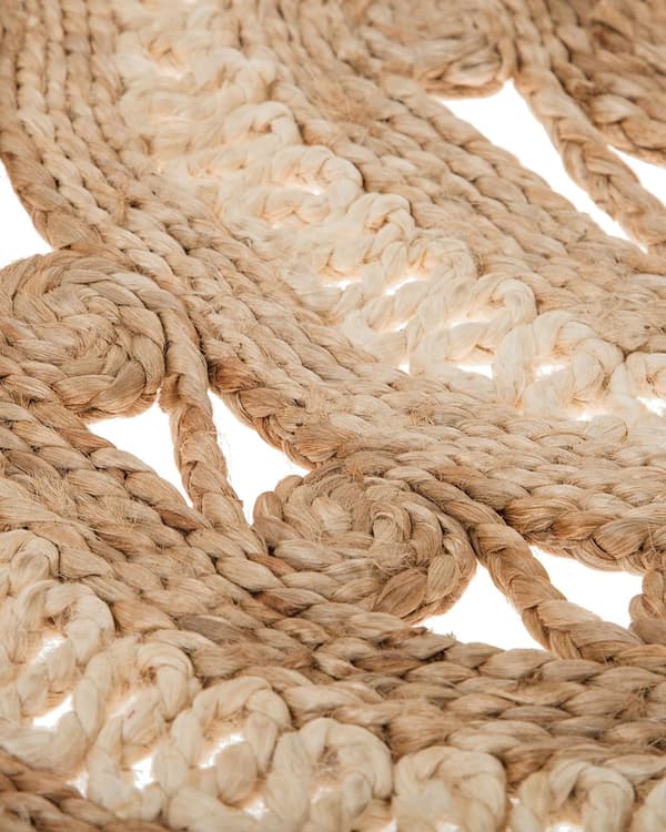 Matta Beige med Svart Flätad Boho Rustik Bondgård Sovrum Vardagsrum