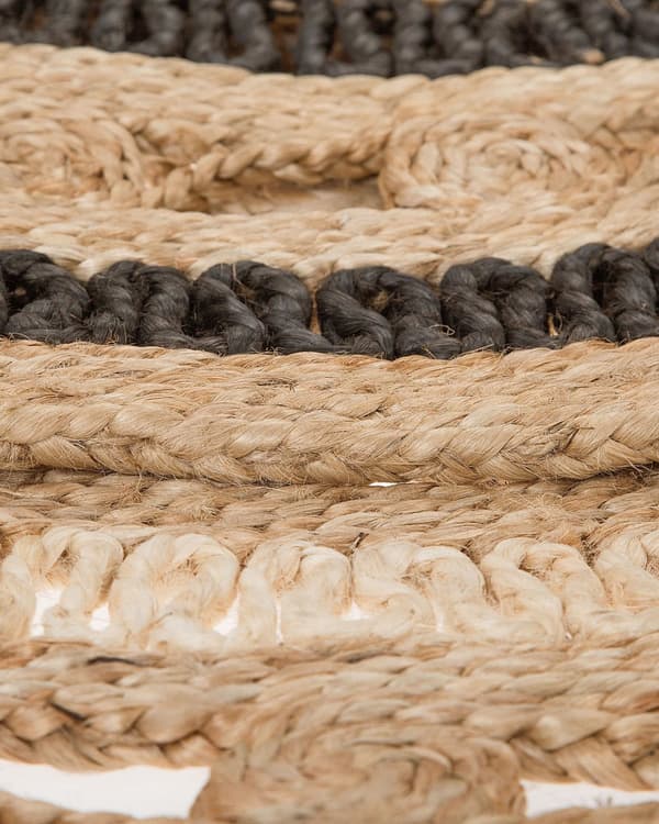 Matta Beige med Svart Flätad Boho Rustik Bondgård Sovrum Vardagsrum