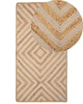 Miniatyrbild 1 av 6: Matta Beige Bomull Jute Geometriskt Mönster 80 x 150 cm Rustik Boho