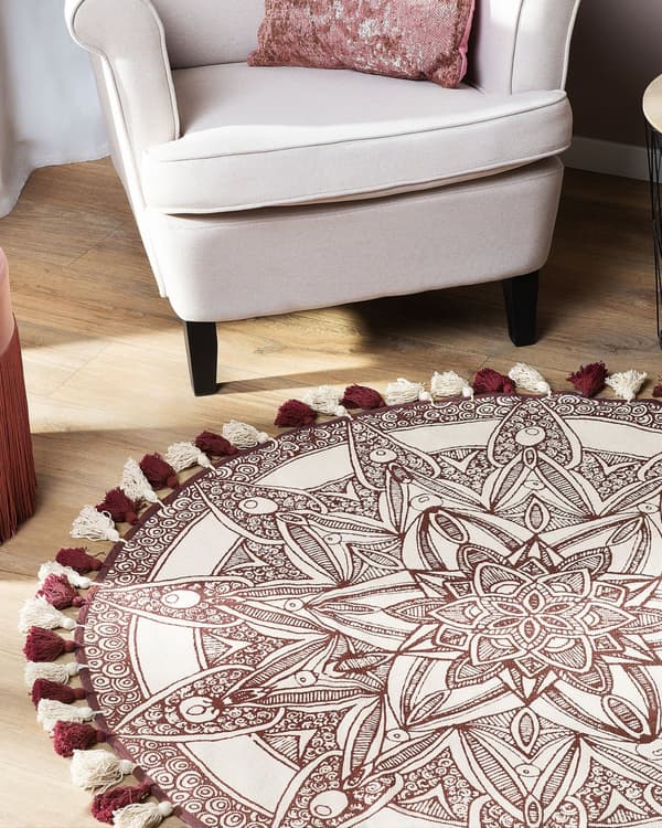 Matta Creme Bomull Rund Orientalisk Vardagsrum 120 cm