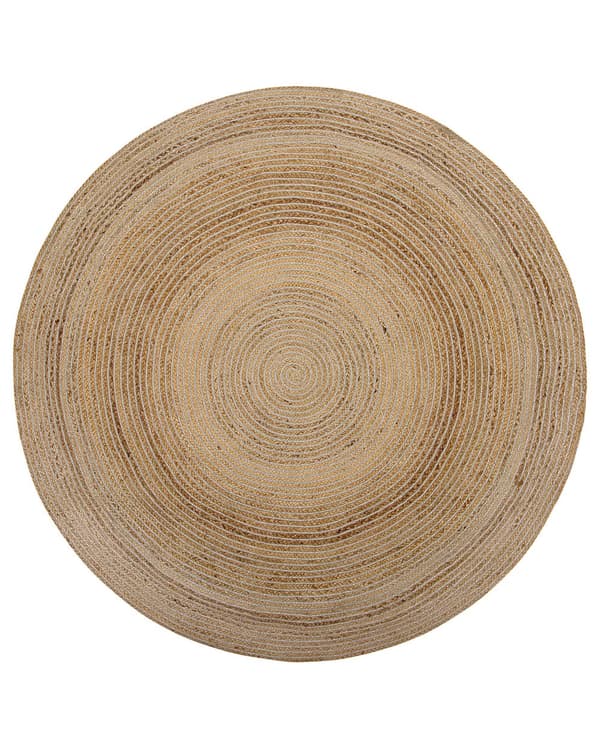 Matta Beige Rund 140 cm Boho Rustik Lantlig Bondgård Spiral Flätad Jute Badrum Vardagsrum Kök Matsal