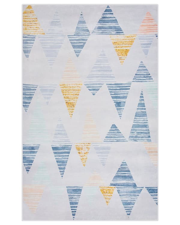 Matto harmaa keltainen polyesteri 140 x 200 cm liukumaton geometrinen kuvio suorakulmio moderni tyyli