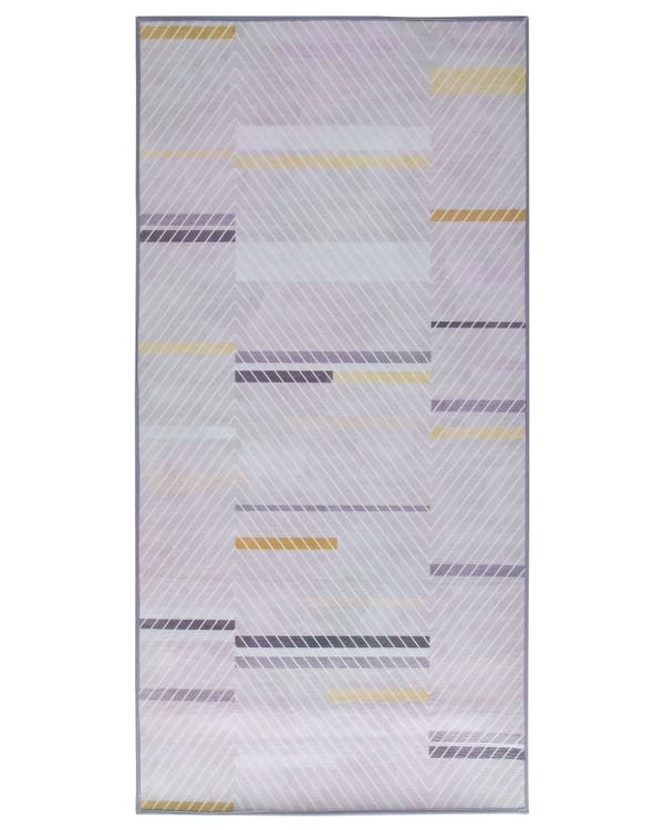 Matto harmaa keltainen polyesteri 80 x 150 cm liukumaton raidallinen suorakulmio moderni retro tyyli