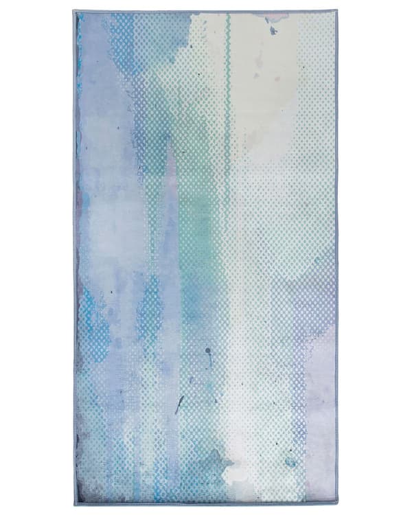 Matto sininen vihreä polyesteri 80 x 150 cm liukumaton lyhyt nukka abstrakti kuvio suorakulmio moderni