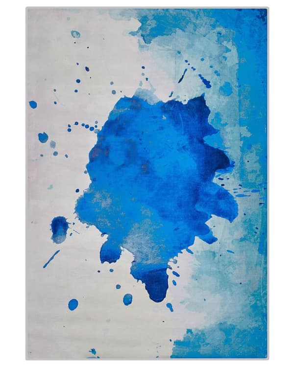Matto sininen polyesteri 160 x 230 cm liukumaton lyhyt nukka abstrakti kuvio suorakulmio moderni tyyli
