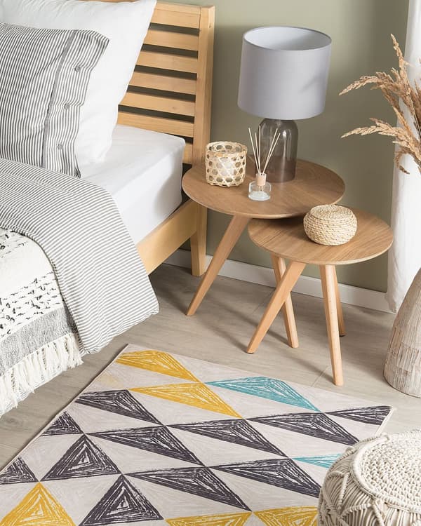 Matto monivärinen polyesteri 80 x 150 cm geometrinen kuvio lyhyt nukka suorakulmio skandinaavinen tyyli