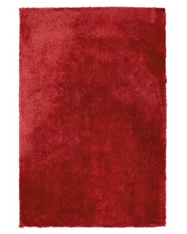 Gulvtæppe Rød Polyester og Bomuld 140 x 200 cm Dekorativ Blød Fluffy Shaggy Uld Tæppe til Gulv Entré Stue Sofabord Moderne Pigeværelse