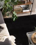 Miniatyrbillede 2 af 7: Gulvtæppe Sort Polyester og Bomuld 160 x 230 cm Stor Blød Fluffy Shaggy Uldtæppe til Gulv Entré Stue Sofabord Spisebord Moderne Pigeværelse