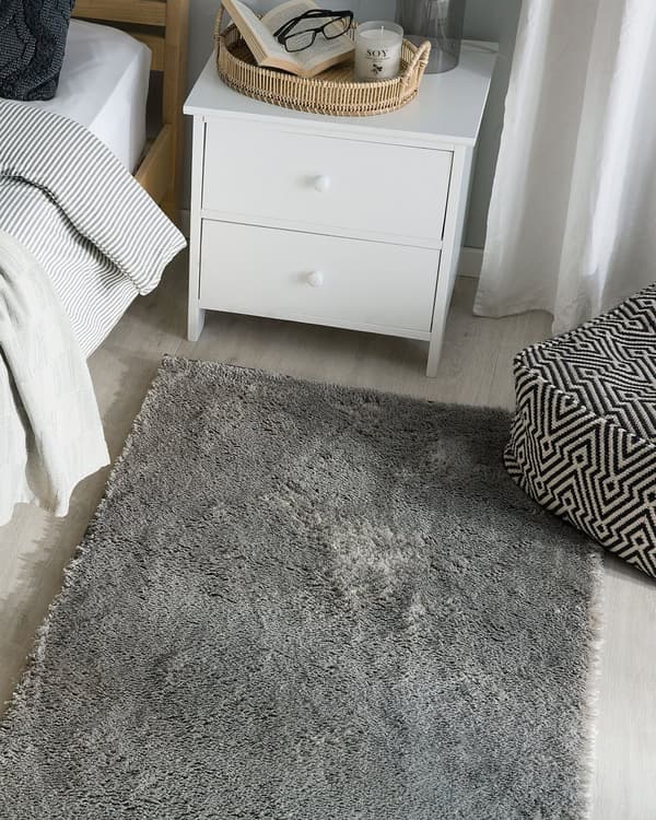 Gulvtæppe Lysegrå Polyester og Bomuld 80 x 150 cm Dekorativ Blød Fluffy Shaggy Uld Tæppe til Gulv Entré Indendørs Moderne Pigeværelse Stue