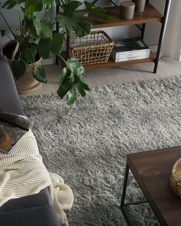 Gulvtæppe Lysegrå Polyester og Bomuld 200 x 300 cm Kæmpe Blød Fluffy Shaggy Uldtæppe Gulv Entré Stue Sofabord Spisebord Moderne Pigeværelse