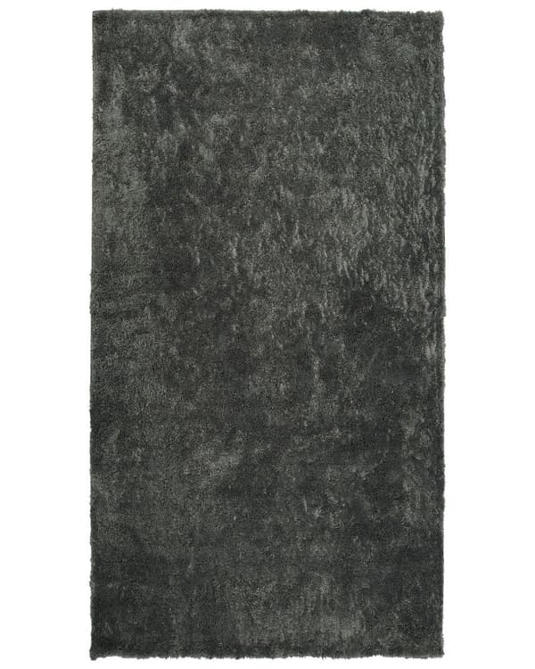 Gulvtæppe Mørkegrå Polyester og Bomuld 80 x 150 cm Dekorativ Blød Fluffy Shaggy Uld Tæppe til Gulv Entré Indendørs Moderne Pigeværelse Stue