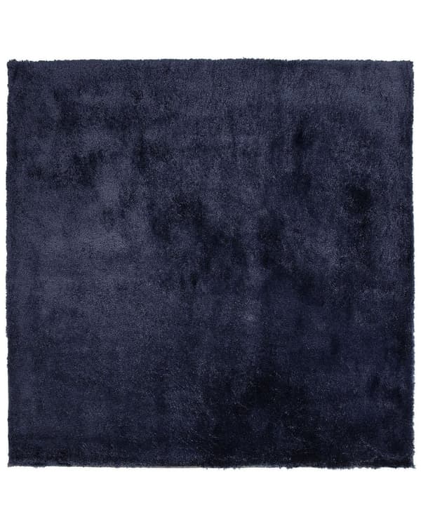 Gulvtæppe Mørkeblå Polyester og Bomuld 200 x 200 cm Stor Blød Fluffy Shaggy Uldtæppe Gulv Entré Stue Sofabord Spisebord Moderne Pigeværelse