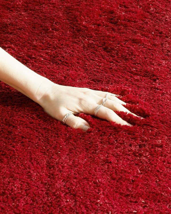 Gulvtæppe Rød Polyester og Bomuld 200 x 200 cm Stor Blød Fluffy Shaggy Uldtæppe til Gulv Entré Stue Sofabord Spisebord Moderne Pigeværelse