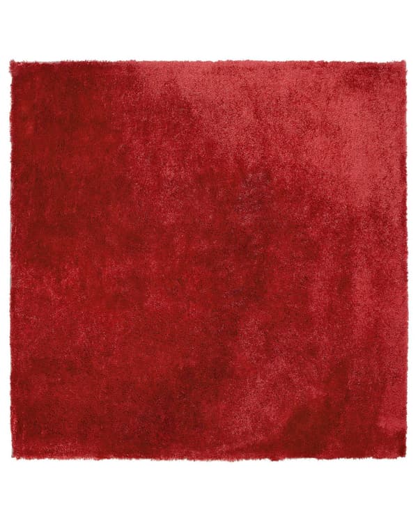Gulvtæppe Rød Polyester og Bomuld 200 x 200 cm Stor Blød Fluffy Shaggy Uldtæppe til Gulv Entré Stue Sofabord Spisebord Moderne Pigeværelse