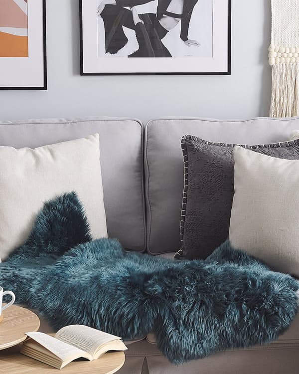 Lampaantalja tummanvihreä 65 x 110 cm aito nahka boho moderni pehmeä lampaannahkamatto