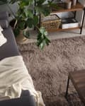 Pikkukuva 2 / 7: Matto vaaleanruskea polyesteri 200 x 200 cm pörröinen tuftattu pitkä nukka neliö moderni tyyli