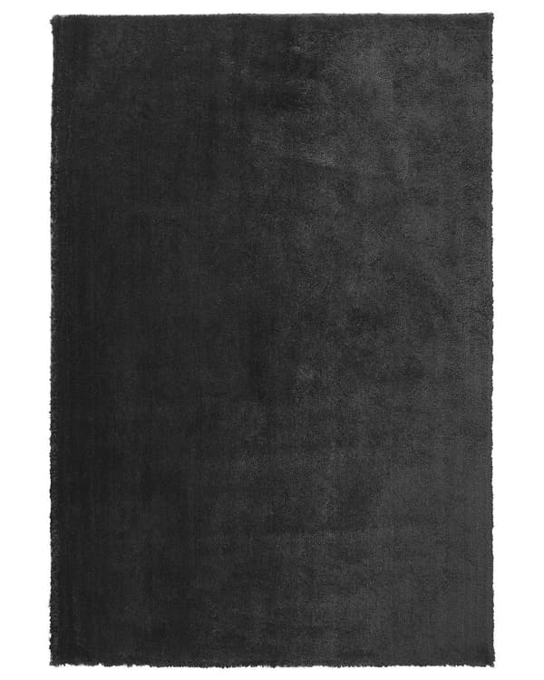 Matto musta polyesteri 140 x 200 cm pörröinen tuftattu pitkä nukka suorakulmio moderni tyyli