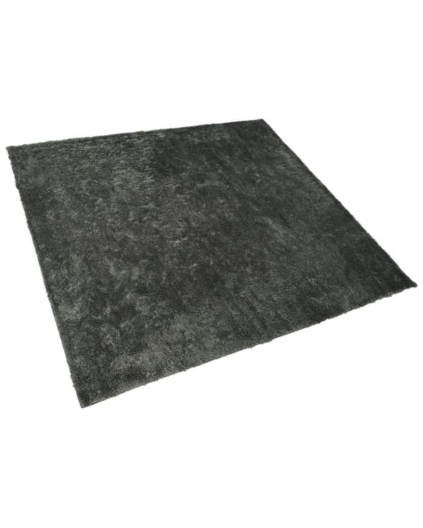 Trasmatta Mörkgrå Bomull Polyesterblandning 200 x 200 cm Fluffig Tät lugg