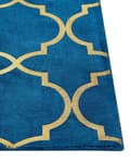 Miniatyrbild 4 av 6: Matta Blå med Guld Quatrefoil Mönster Viskos med Bomull 140 x 200 cm Modern Glamstil