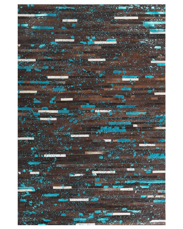 Matto ruskea sininen 160 x 230 cm nahka
