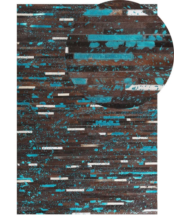 Matto ruskea sininen 160 x 230 cm nahka