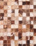 Pikkukuva 6 / 7: Matto ruskea beige lehmännahka 140 x 200 cm geometrinen tilkkukuvio käsintehty moderni tyyli