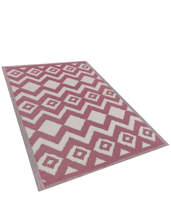 Inomhus Utomhus Matta 120 x 180 cm av Syntetiskt Material i Rosa Färg med Geometriskt Mönster i Modern Stil