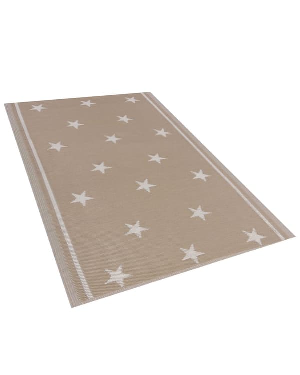 Inomhus Utomhus Matta 120 x 180 cm i Beige Färg av Syntetiskt Material Miljövänlig i Modern Stil