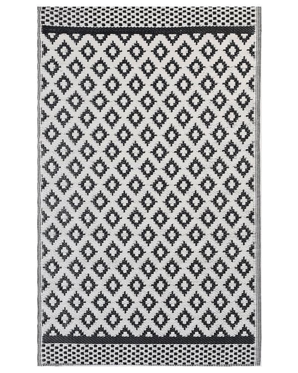 Inomhus Utomhus Matta 120 x 180 cm av Syntetiskt Material med Geometriskt Mönster i Svart Färg