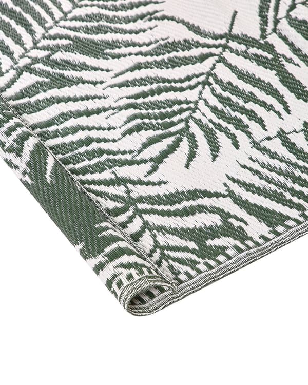 Utomhusmatta 120 x 180 cm av Syntetiskt Material i Mörkgrön Färg med Palmbladmönster i Modern Stil till Balkong