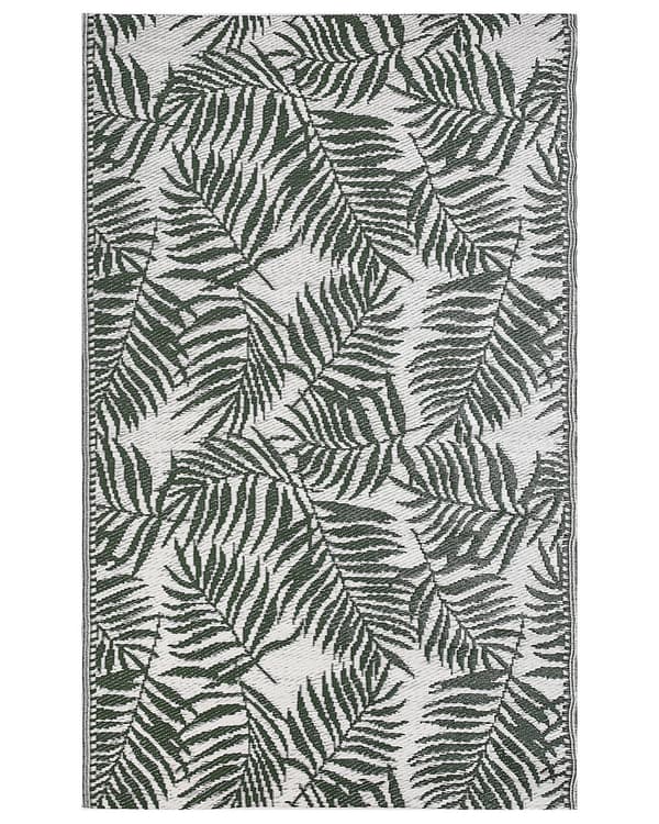 Utomhusmatta 120 x 180 cm av Syntetiskt Material i Mörkgrön Färg med Palmbladmönster i Modern Stil till Balkong