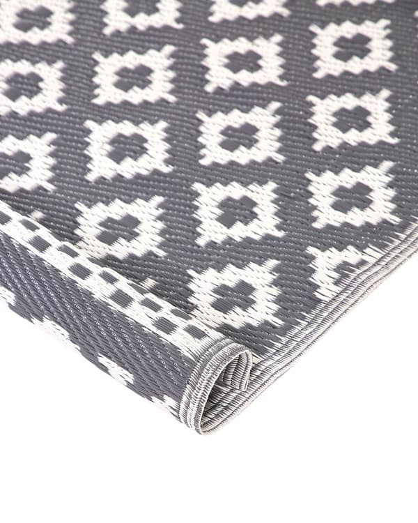Inomhus Utomhus Matta 120 x 180 cm av Syntetiskt Material med Geometriskt Mönster i Grå Färg