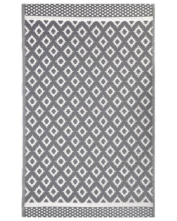 Inomhus Utomhus Matta 120 x 180 cm av Syntetiskt Material med Geometriskt Mönster i Grå Färg