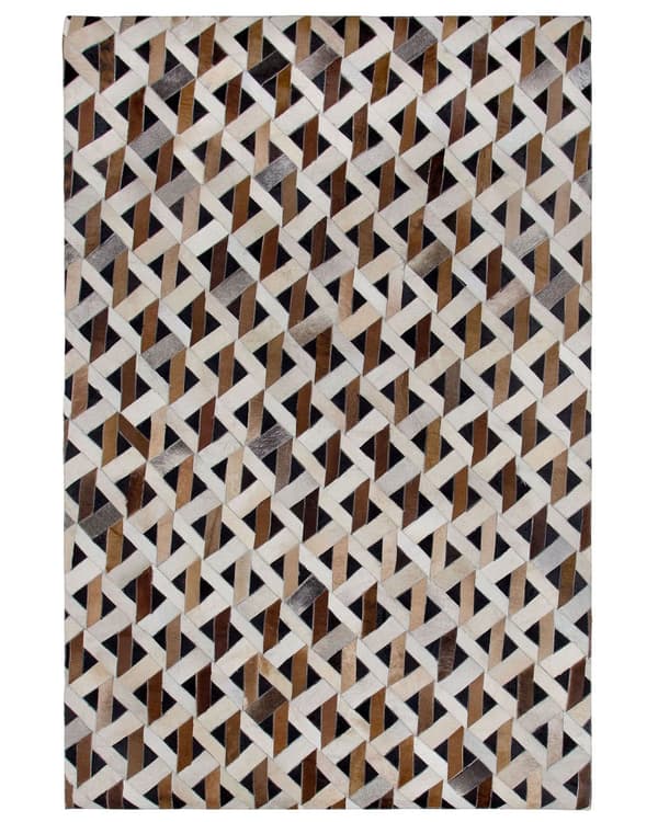 Matto ruskea harmaa nahka 160 x 230 cm suorakulmio geometrinen kuvio moderni tyyli