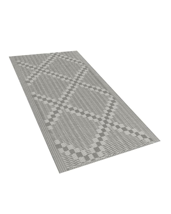 Ulkomatto harmaa 60 x 105 cm geometrinen kuvio patio terassi sisäkäyttö olohuone